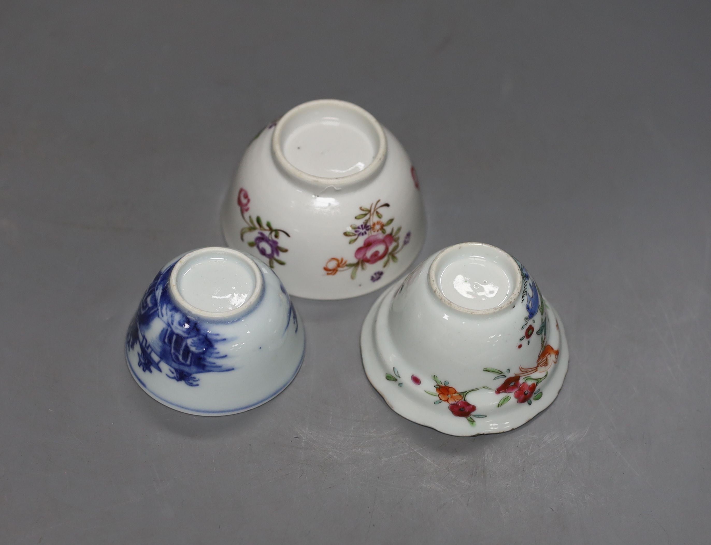 Three 18th century Chinese Export teabowls and saucers